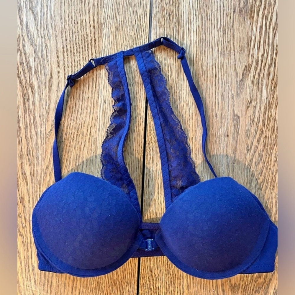 NWOT La Senza front clasp Blue Push-Up Bra- 34A